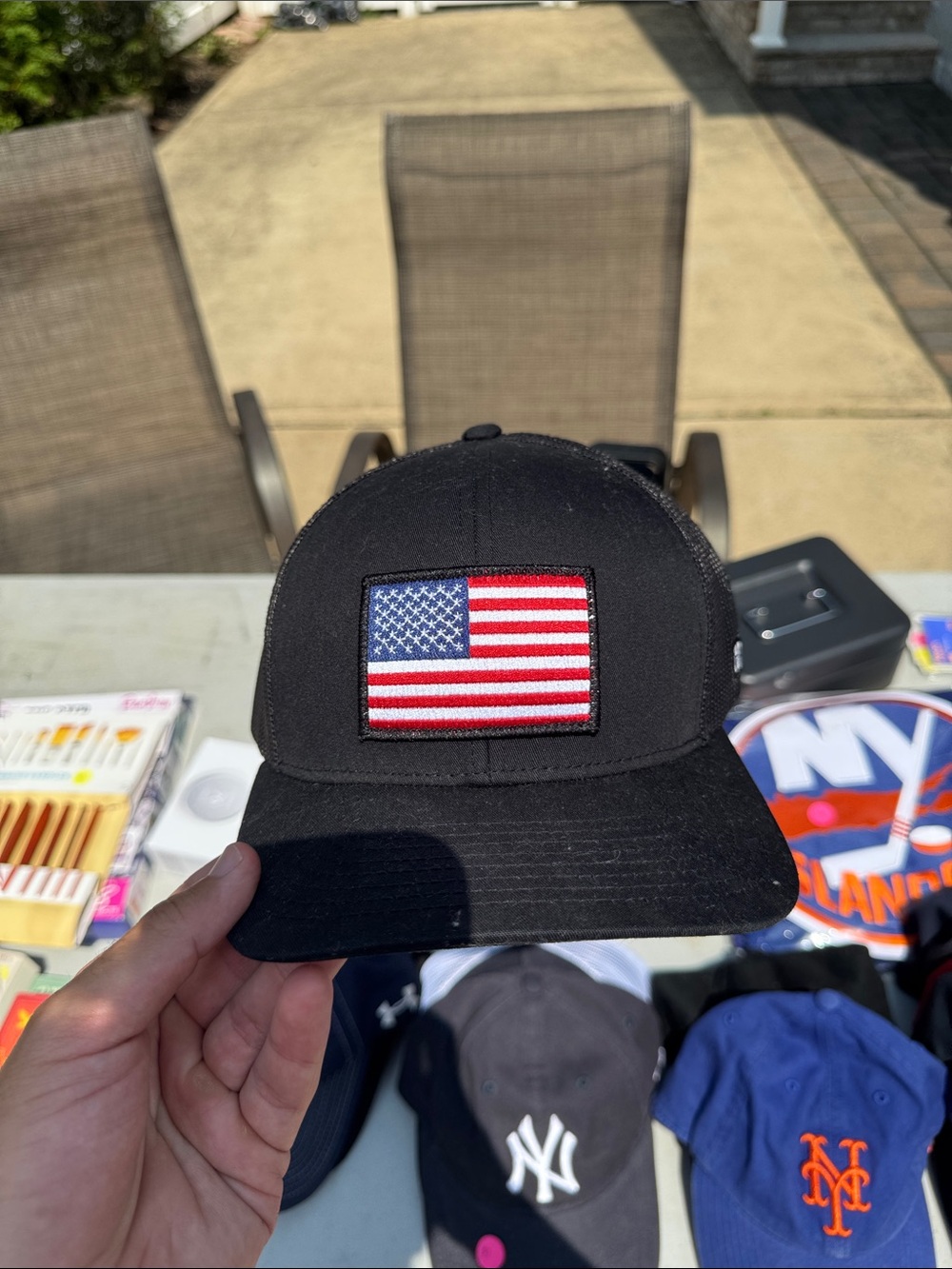 Black Men's Flag Patch Baseball Cap - Unbranded